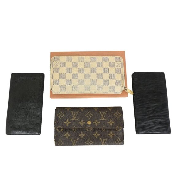 LOUIS VUITTON Logo 4 Set Long Wallet Monogram Damier Azur Epi Taiga - Picture 1 of 13